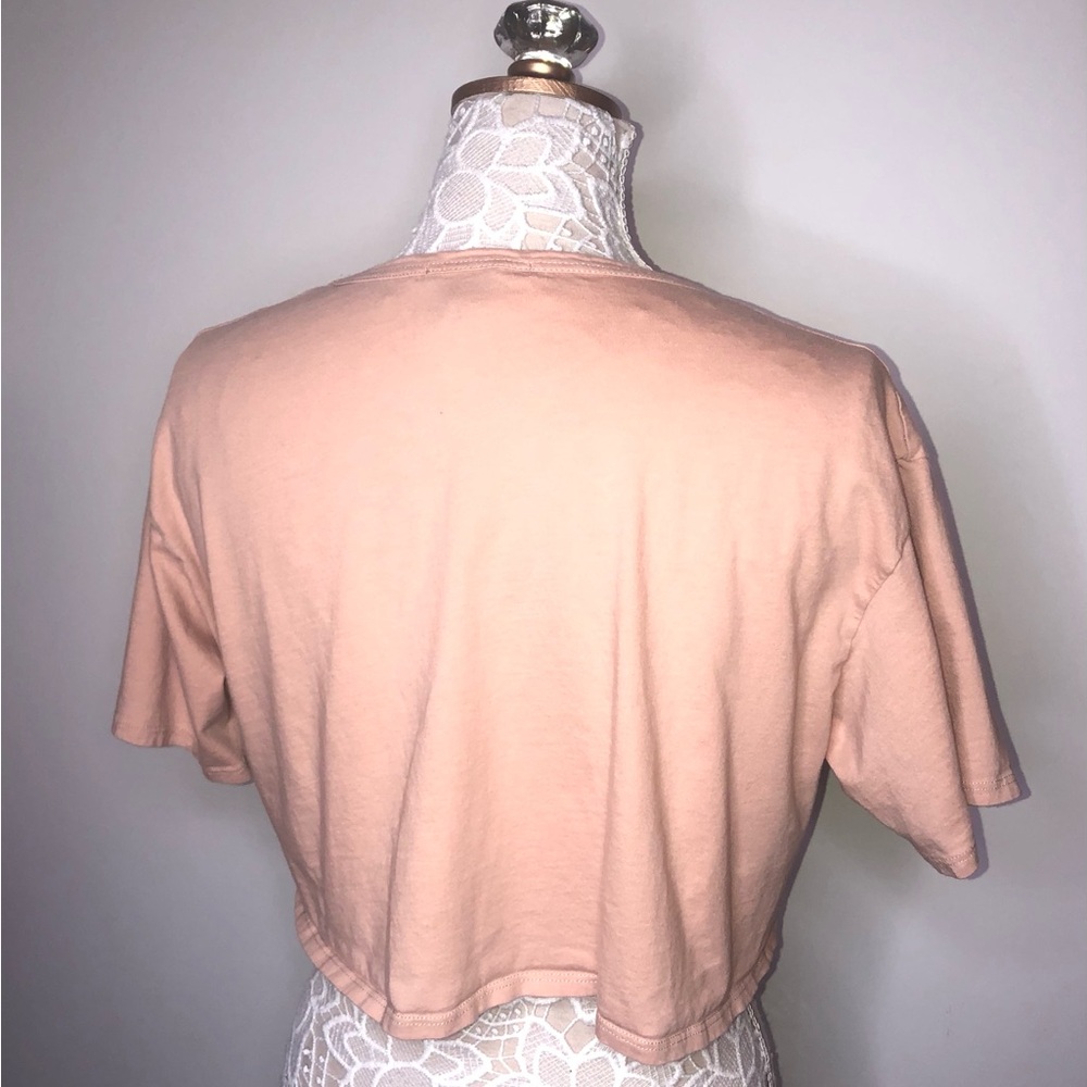 Forever 21 short sleeve cotton cropped tee t-shirt Peach Tan color Size … - Picture 2 of 10